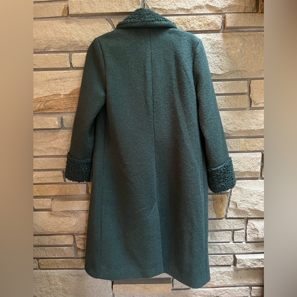Anthropologie Hutch Colorblocked Sherpa-Trimmed Coat Green XS - Picture 4 of 14